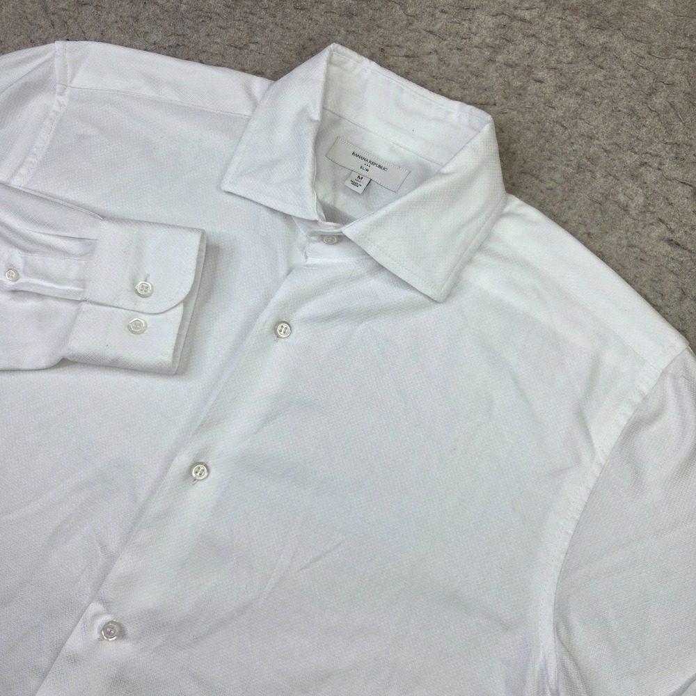 Banana Republic Slim Fit Shirt Mens M Tall White Long Sleeve Button Up